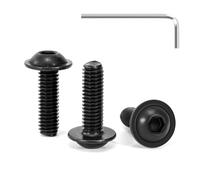 Tunejoy 30 Pezzi Viti a Testa Bombata con Flangia M6 x 20 mm Nero Vite a Testa Esagonale Bulloni in Acciaio Inox A2 V2A Viti a Brugola con Chiavi a Esagono Filettatura Completa