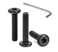 Tunejoy 30 Pezzi Viti a Testa Piatta Torx Nero M6 x 30 mm Vite a Testa Esagonale Bulloni in Acciaio Inox A2 V2A Bulloni per Mobili con Chiavi a T30 Filettatura Completa