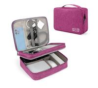 Tunejoy Borsa Accessori Elettronici Portatile Custodia per Elettronica Organizzatore Doppio Strato Impermeabile per Cavi Disco Rigido Caricatore Grigio 27x20x8 cm Violetta