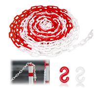 Tunejoy Catena Barriera in Plastica 10mx8mm Catena di Bloccaggio Bicolore Rosso-Bianco per Avviso di Sicurezza Parcheggio Controllo Della Folla Traffico