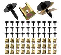 Tunejoy Clip Viti Dadi Kit U Clip Auto Metallo Dadi a U Clip fissaggio per Parafango Auto Piastra Decorativa Interna del Veicolo Nero 60 Pezzi