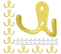 Tunejoy Ganci Appendiabiti da Parete Doppi Ganci Appendiabiti Retrò Muro con Viti per Bagno Cucina Ufficio Bagno 10 Pezzi Oro