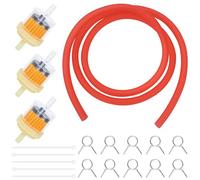 Tunejoy Kit Filtri Benzina di Moto con 1M Tubo Benzina 3 Pezzi Filtri Carburante 10 Pezzi Fascette Stringitubo per Moto, Scooter, ATV e Kart Dirt Bike Generatore Rosso