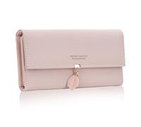 Tunejoy Portafoglio Donna Rosa Portamonete Lunga Pieghevole Multi Slot Regalo per Ragazze Denaro Organizzatore Stoccaggio con Tasca a Cerniera 9 Titolari di Carta Ciondolo Foglia