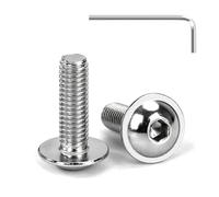 Tunejoy Viti a Testa Bombata con Flangia M5 x 16 mm Vite a Testa Esagonale Bulloni in Acciaio Inox A2 V2A Viti a Brugola con Chiavi a Esagono Filettatura Completa 20 Pezzi