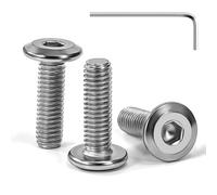 Tunejoy Viti a Testa Piatta M6 x 20 mm Vite a Testa Esagonale Bulloni in Acciaio Inox A2 V2A Bulloni per Mobili con Chiavi a Esagono Filettatura Completa 30 Pezzi