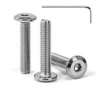 Tunejoy Viti a Testa Piatta M6 x 30 mm Vite a Testa Esagonale Bulloni in Acciaio Inox A2 V2A Bulloni per Mobili con Chiavi a Esagono Filettatura Completa 30 Pezzi