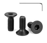 Tunejoy Viti a Testa Svasata M6 x 16 mm Nero Vite a Brugola Bulloni in Acciaio Inox A2 V2A Viti a Testa Piatta Norma DIN 7991 con Chiavi a Esagono Filettatura Completa 30 pezzi