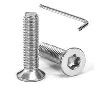 Tunejoy Viti a Testa Svasata M6 x 25 mm Vite Torx Bullone a Macchina in Acciaio Inox A2 V2A Viti a Testa Piatta con Chiavi a T30 Filettatura Completa 20 pezzi