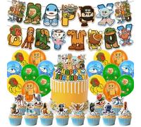 Tung Tung Tung Sahur Anime Decorazioni di compleanno Chimpanzini Bananini/Il Cacto Hipopotamo Anime Figure Cake Topper Banner Palloncini Divertente Tema Party Forniture
