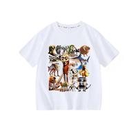 Tung Tung Tung Sahur Ragazzi T-Shirt Manica Corte, Italiano Cervello AI Animale Anime Bambini Top Estate,Bianca,100cm