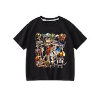 Tung Tung Tung Sahur Ragazzi T-Shirt Manica Corte, Italiano Cervello AI Animale Anime Bambini Top Estate,Nero,100cm