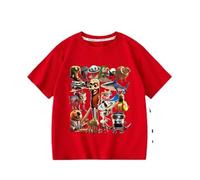 Tung Tung Tung Sahur Ragazzi T-Shirt Manica Corte, Italiano Cervello AI Animale Anime Bambini Top Estate,Rosso,100cm