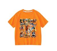 Tung Tung Tung Sahur Ragazzi T-Shirt Manica Corte, Italiano Cervello AI Animale Anime Bambini Top Estate,Arancia,100cm