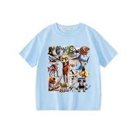 Tung Tung Tung Sahur Ragazzi T-Shirt Manica Corte, Italiano Cervello AI Animale Anime Bambini Top Estate,Blu,100cm