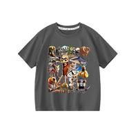 Tung Tung Tung Sahur Ragazzi T-Shirt Manica Corte, Italiano Cervello AI Animale Anime Bambini Top Estate,Grigio,100cm