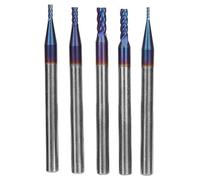 Tungsten Steel End Mill | 5 Pcs Blue Nano Coated Milling Cutter | 4 Flute CNC Mill Cutter for Stainless Steel / Hardened Steel / Die Steel | HRC65 High Hardness