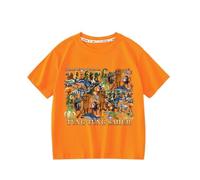 Tungtungsahur Ragazzi Estate Nuova T-Shirt, Italiano Cervello AI Animale Bambini Manica Corta Girocollo Top,Arancia,100cm