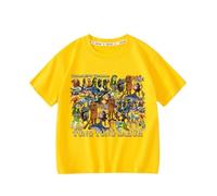 Tungtungsahur Ragazzi Estate Nuova T-Shirt, Italiano Cervello AI Animale Bambini Manica Corta Girocollo Top,Giallo,100cm