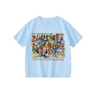 Tungtungsahur Ragazzi Estate Nuova T-Shirt, Italiano Cervello AI Animale Bambini Manica Corta Girocollo Top,Blu,100cm