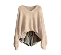 Tunic Sweaters for Women Cashmere Long Sleeve V Neck Pullover Tops Casual Loose Fit Boho Fall Winter Clothes Knitwear