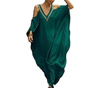 Tunica da donna Caftan sciolto Beachwear Bikini Coprire Maxi Abito Kaftano turco Verde Taglia unica
