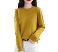 Tunica da donna di grandi dimensioni, maglia a girocollo a maniche lunghe, tinta unita, pullover autunno e inverno, morbida camicia comoda, classica alla moda camicette