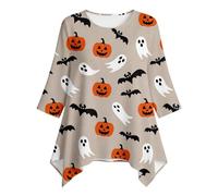Tunica da Donna per Halloween/Camicia a Maniche a 4 con Stampa di Zucca e | Maglioni Lunghi Donna 2026 Sottogiacca Disclaimer Natale Senza Rouge Multicolore Velata Invernali Divided Patch Boxy