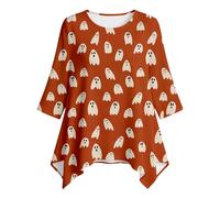Tunica da Donna per Halloween/Camicia a Maniche a 4 con Stampa di Zucca e | Maglioni Lunghi Donna 2026 Sottogiacca Disclaimer Natale Senza Rouge Multicolore Velata Invernali Divided Patch Boxy