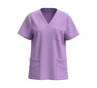 Tunica da infermiera da donna, tinta unita, con scollo a V, a maniche corte, con tasche, abbigliamento da lavoro, leggero, estivo, casual, vestibilità larga, abbigliamento da lavoro per