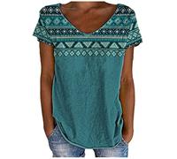 Tunica da spiaggia da donna, vintage, stile occidentale, stile etnico, con stampa a blocchi di colori, con scollo a V, motivo piume, abbigliamento da spiaggia per le vacanze, Blu, XL