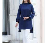 Tunica kaftan di colore solido per il Ramadan, elegante burqa con maniche a lanterna, per donne, abbigliamento casual e modesto per la primavera L,M,S,XL,XSColore unicoTessuto intrecciato