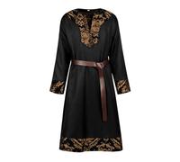 Tunica medievale da uomo Ailrik con bordo, cavaliere del tempio, camicia da uomo, guerre, travestimento primaverile, estate, medievale, costume da cavaliere, Halloween, cospaly, Z1 nero., M