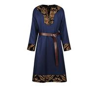Tunica medievale da uomo Ailrik con bordo, cavaliere del tempio, camicia da uomo, guerre, travestimento primaverile, estate, medievale, costume da cavaliere, Halloween, cospaly, Z1 blu., L