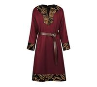 Tunica medievale da uomo Ailrik con bordo, cavaliere del tempio, camicia da uomo, guerre, travestimento primaverile, estate, medievale, costume da cavaliere, Halloween, cospaly, Z1 rosso., S