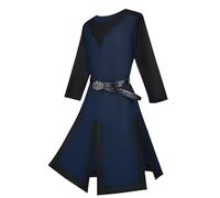 Tunica medievale rinascimentale da cavaliere, maglia steampunk retrò da guerriero, tunica da cavaliere medievale, con cintura, per feste di Halloween e carnevale (blu 2, 2XL)