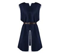 Tunica medievale vichinga da uomo, senza maniche, con scollo a V, camicia retrò per Halloween, cosplay, costume da cavaliere da pirata, abbigliamento vintage rinascimentale guerriero in cotone abito