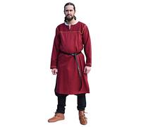 Battle-Merchant Tunica vichinga Ove con Motivo a Spina di Pesce - Ideale per Giochi di Ruolo dal Vivo (Larp), Costumi medievali - Borgogna - L