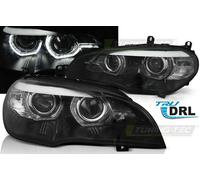 TUNING set fari fanali anteriori X5 E70 08-10 neri con anelli ANGEL EYES LED