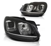 Tuning Tec Scheinwerfer U-Tube LED Luci Diurne VW Golf 6 08-13 Nero