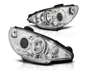 Tuning Tec LPPE28 Scheinwerfer CCFL Angel Eyes Per Peugeot 206 98-06 Cromati