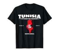 Tunisia Map Design con coordinate e soprannome Maglietta