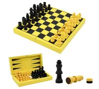 TUNJILOOL 3 In 1 Scacchiera In Legno,Giochi da Tavolo,Scacchiera Magnetica Backgammon Dama Legno Portatile Professionale Legno,Gioco Per Famiglia Viaggio Per Bambini Adulti(18cm)