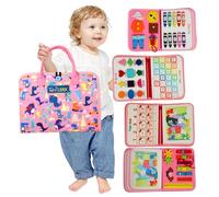 TUNJILOOL Montessori Busy Board - Libro di attività sensoriali 8-in-1 con Pagine Staccabili, Ideale per Viaggi, Sviluppo della motricità fine e Istruzione prescolare