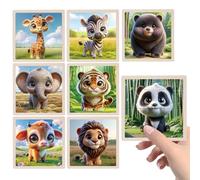 TUNJILOOL Puzzle per bambini, 8 pezzi di giocattoli per bambini e bambini di apprendimento Montessori, 8 x 6 pezzi, puzzle per bambini e puzzle in legno per ragazzi per 3 4 5 6 anni
