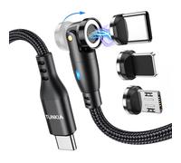 TUNKIA Cavo di ricarica magnetico da 60 W, 9 pin, USB C a USB C, cavo di ricarica magnetico per telefono da 2 m, cavo USB di ricarica e dati a 540 ° per tipo C, micro USB, iProducts, laptop