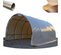 Tunnel box deposito magazzino carport auto riparo ad arco in acciaio con telo PVC professionale (Avorio, 3x6m)