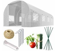 Plonos Serra a tunnel con telaio in acciaio, set con supporto per piante, 2,5 x 4 x 2 m, 10 m², colore bianco