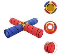 Tunnel da gioco in poliestere e filo di acciaio per bambini, 250 x 250 x 48 cm, pieghevole e portatile con 4 tunnel, adatto per interni ed esterni, ideale per gattonare, nascondere e vivere avventure