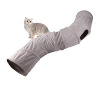 Tunnel da gioco per animali domestici per divertimento interattivo, pieghevole, resistente pelle scamosciata con bastoncini di piume, design